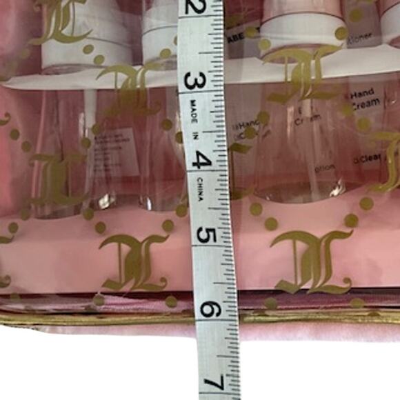 NWT Juicy Couture Travel Set Clear Velour Cosmetic Bag & 4 Bottles TSA approved - Picture 3 of 5